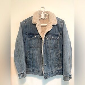 Topshop Sherpa Lined Denim Jacket Size 6